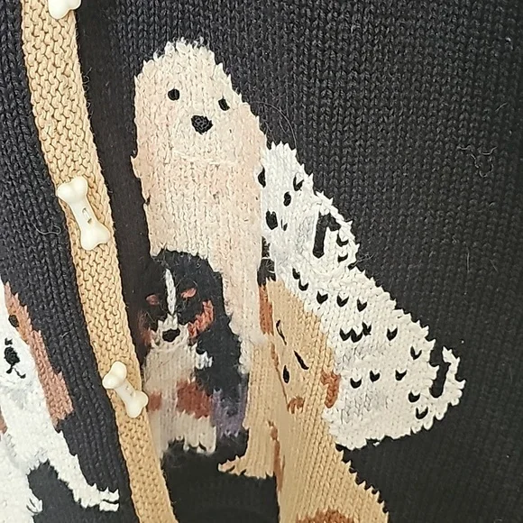 Storybook Knits Vtg 90's Dog Cardigan Sweater with Pupoy Bone Buttons Sz L EUC - Picture 8 of 11